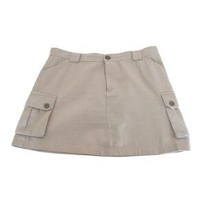 Princess Polly Beige Size 10 Cargo Style Mini Skirt W/Side Pockets-Small Stain